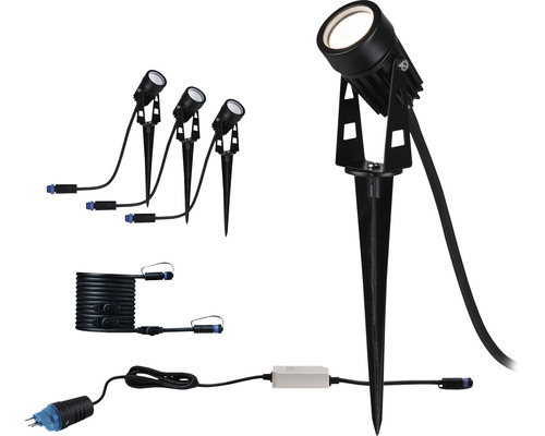 Gartenstrahler Set mit Erdspiess, Transformator, Zuleitung und Stecker