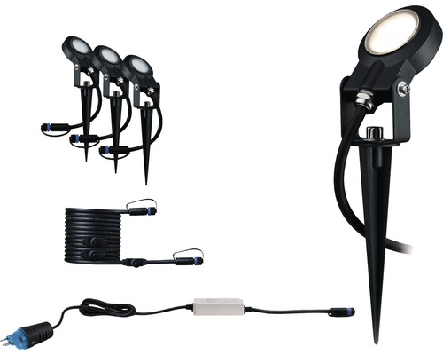 Set de spots de jardin avec piquet de terre, câble et transformateur