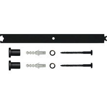 Kit de montage pour système de porte coulissante comprenant rail, chevilles, vis et capuchons