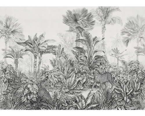 Papier peint panoramique intissé LJX7-041 Le Jardin Léopards 7 pces 350 x 250 cm