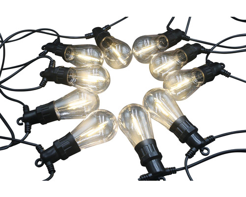 Guirlande lumineuse avec ampoules transparentes et câble noir