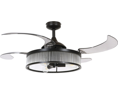 Ventilateur de plafond avec éclairage Corbelle LED BLK Ø 122 cm 60 W métal noir