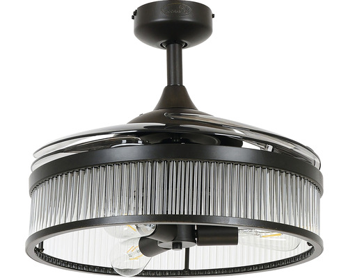 Deckenventilator mit Lampe und transparenten Rotorblättern