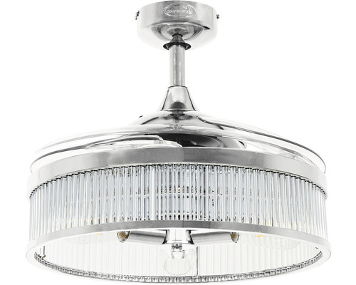 Deckenventilator mit Lampen und klaren Zierelementen