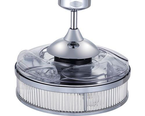 Deckenventilator mit Beleuchtung und transparenten Rotorblättern