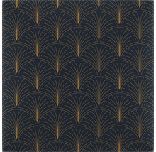 Wandkissen Print Pfau dunkelblau/gelb Samt-Optik 30 x 30 cm