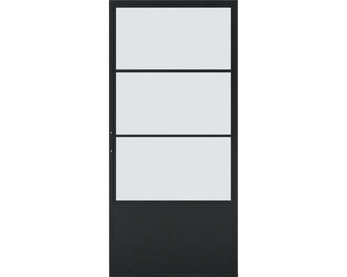 Tür mit drei Glaseinsätzen und geschlossenem unteren Bereich