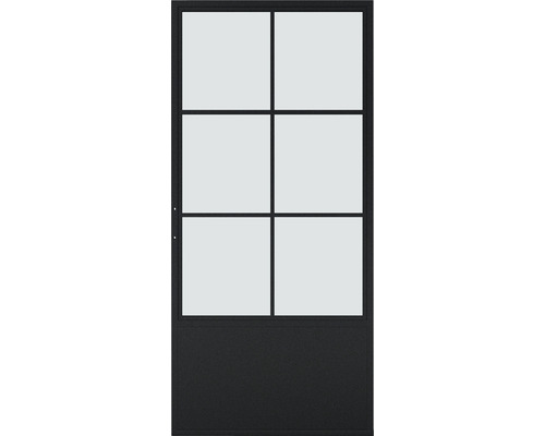 Porte avec six panneaux de verre dans la partie supérieure et une surface fermée dans la partie inférieure