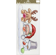Weihnachtlicher Fenstersticker mit Schneemann, Weihnachtsmann und Rentier