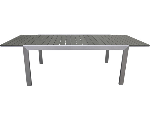 Ausziehbarer Gartentisch mit Aluminiumgestell und Tischplatte aus Kunststoff
