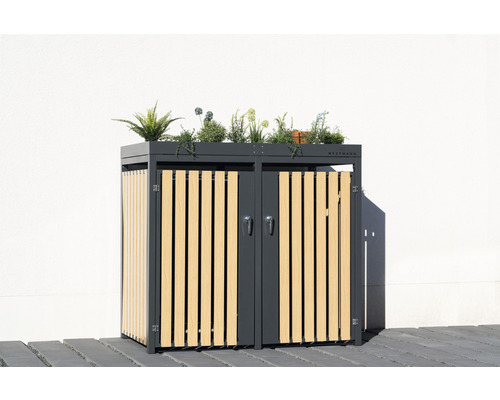 Mülltonnenbox WESTMANN inkl. zwei Pflanzkästen 134 x 84 x 125 cm anthrazit-Holzoptik