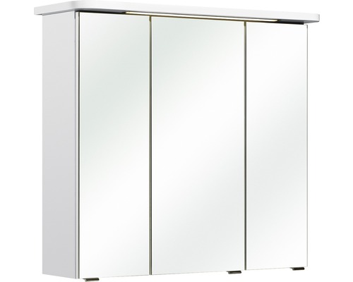 Armoire de toilette à LED pelipal Agira I lxhxp 75x72x20 cm blanc brillant Armoire de toilette à trois portes pour la salle de bain