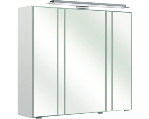 Armoire de toilette à LED pelipal Siena lxhxp 80x70x20 cm blanc haute brillance Armoire de toilette avec éclairage pour la salle de bain