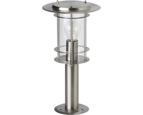 Eclairage d'extérieur à socle York acier inoxydable 1 x 60 W E27 h : 400 mm Lanterne en acier inoxydable avec boîtier transparent et source lumineuse
