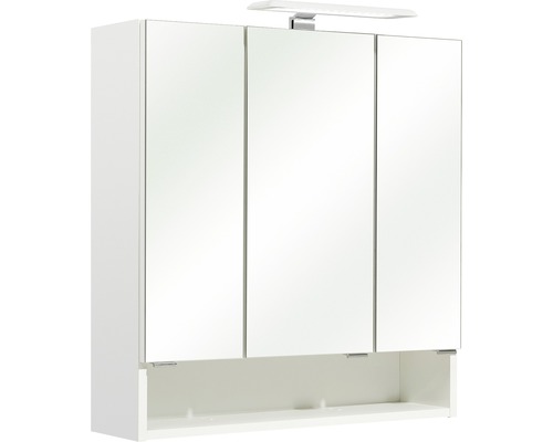 Armoire de toilette à LED pelipal Sarah I lxhxp 65x70x20 cm blanc brillant Armoire de toilette avec trois portes et étagère