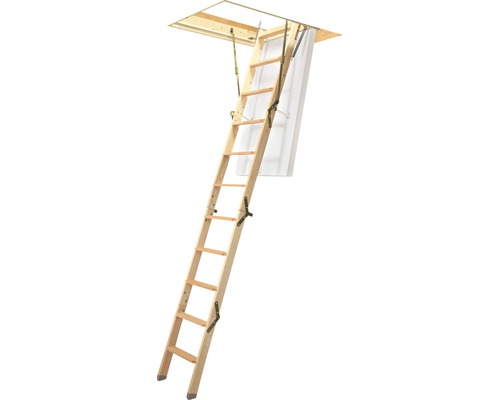 Escalier escamotable en bois déplié