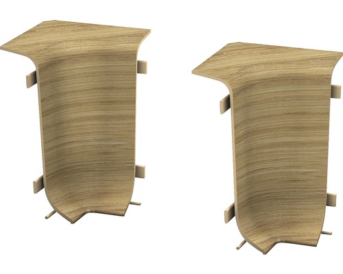 Angles intérieurs Prinz pour plinthe goulotte à clipser chêne rustique 50 mm Deux coins de plinthes en bois