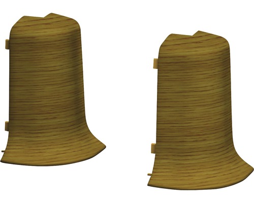 Prinz Aussenecken für Klemm-Sockelleiste mit Kabelkanal Eiche Montana 50 mm Sockelleistenabdeckung aus Holz, zwei Stück