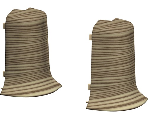 Prinz Aussenecken für Klemm-Sockelleiste mit Kabelkanal Kanadische Fichte 50 mm Zwei Sockelleisten mit Holzmaserung