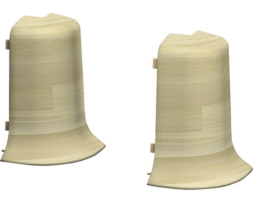 Aussenecken für Klemm-Sockelleiste mit Kabelkanal Nussbaum oliv 50 mm