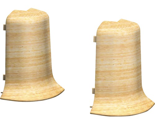 Aussenecken für Klemm-Sockelleiste mit Kabelkanal Ahorn 50 mm