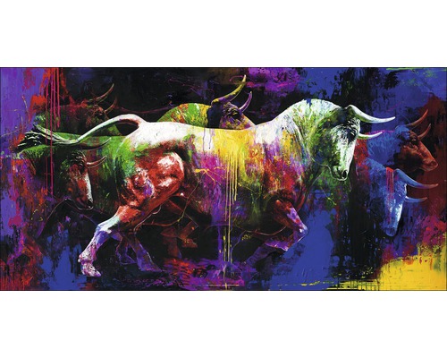 Tableau sur toile Original Colourful Bull 90x180 cm