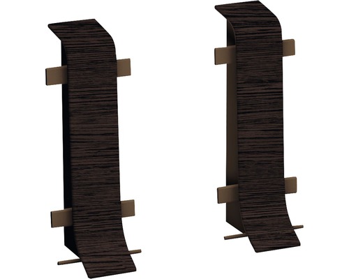 Prinz Verbinder für Klemm-Sockelleiste mit Kabelkanal Wenge 50 mm Zwei Holzfussleisten mit Befestigungsclips