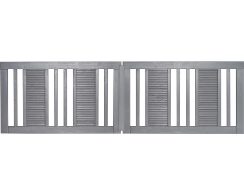 Portail double Konsta Fenris sans fraisage pour serrure 300 x 90 cm gris clair Portail de jardin en bois avec remplissage à lattes