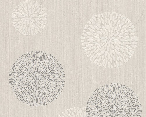 Papier peint intissé 93791-2 motif cercles beige Papier peint avec motif floral circulaire