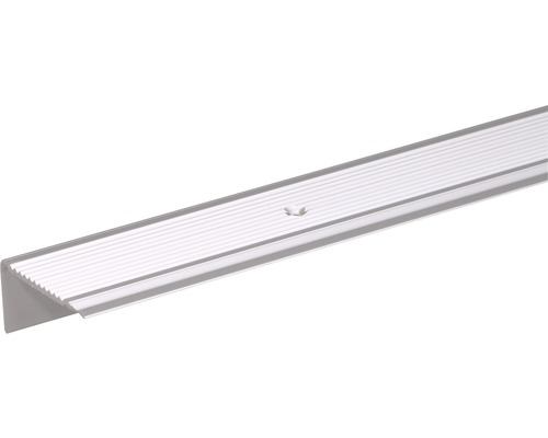 Profilé d'escalier Aluminium argent 45 x 23 x 2,7 mm , 2 m Profil d''arrêt d''escalier en aluminium avec trous de vis