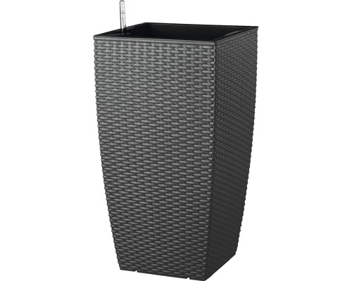 Vase Lafiora plastique 31 x 31 x 57 cm anthracite, avec système d’irrigation de la terre et indicateur du niveau d’eau