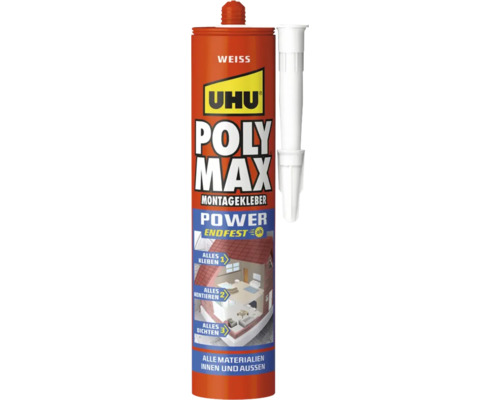 UHU POLY MAX Montagekleber Power Endfest weiss 425 g Uhu Poly Max Montagekleber Kartusche