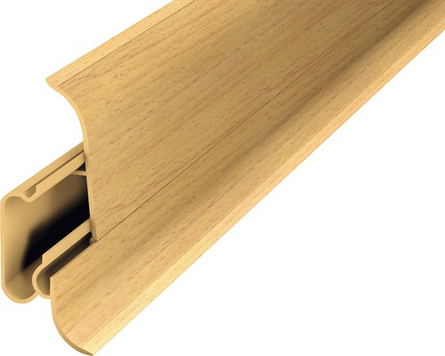 Plinthe Prinz avec cache-fil hêtre 60x2500 mm 2 pces Plinthe en bois avec goulotte de câbles