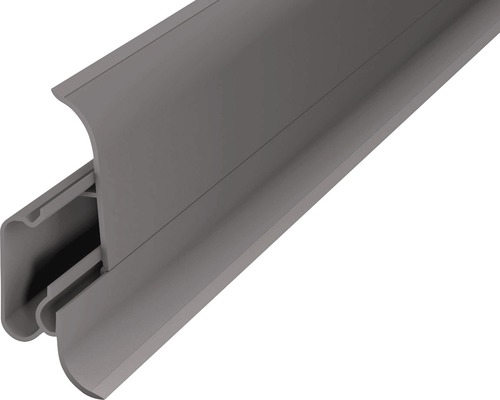 Plinthe de goulotte Prinz en deux parties gris foncé 60x2500 mm Profil de gouttière en plastique