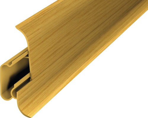 Plinthe avec guidage de câble chêne clair 60x2500 mm 2 pièces Plinthe avec passage de câbles