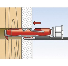 Illustration einer Dübelbefestigung in einer Wand.