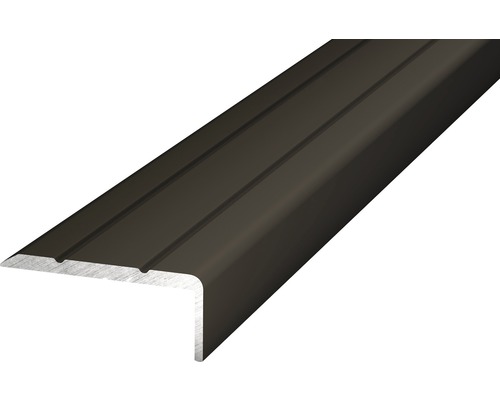 Profilé d'angle Prinz aluminium bronze autocollant 24,5 x 10 x 1000 mm Profilé d''arête d''escalier en aluminium avec rainures