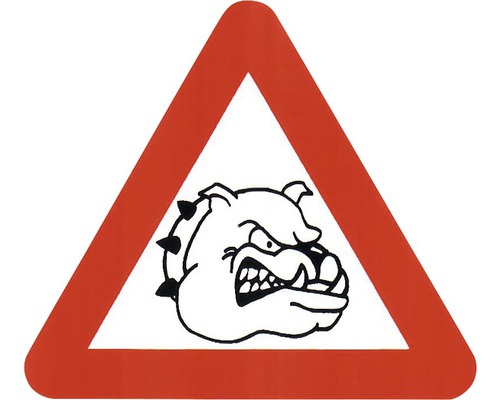 Schild mit Warnung vor dem Hund Symbol 75x75 mm