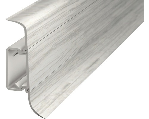 Plinthe à clipser Prinz en PVC frêne blanc 22.5x50x2500 mm Plinthe en plastique avec décor bois