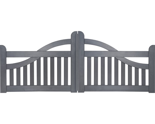 Portillon double Konsta arc sans fraisage de serrure 300 x 95 cm gris basalte Portail double en bois pour jardin