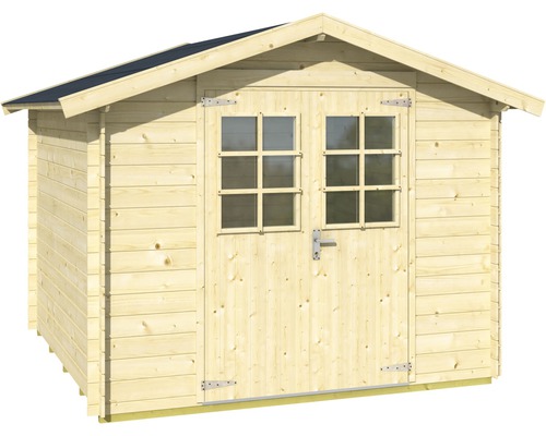 Abri de jardin en bois avec double porte et fenêtres