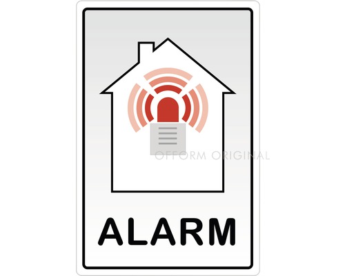Schild mit Alarm Symbol