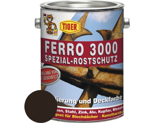 Tiger Ferro 3000 seidenmatt RAL 8017 schokoladenbraun 2,5 l Tiger Ferro 3000 Spezial-Rostschutz Lackdose