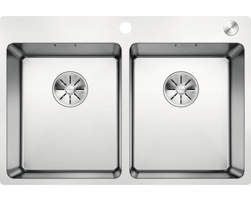 Évier Blanco ANDANO 340/340-IF/A lxp 745x500 mm acier inoxydable satiné 525248 Évier double en acier inoxydable avec deux cuves