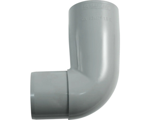Coude pour tuyau de descente plastique rond Marley 87° gris fenêtre RAL 7040 DN 53 mm Coude de tuyau d''évacuation Marley avec un angle de 87 degrés