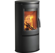 Poêle à bois avec bois de chauffage et fenêtre en verre