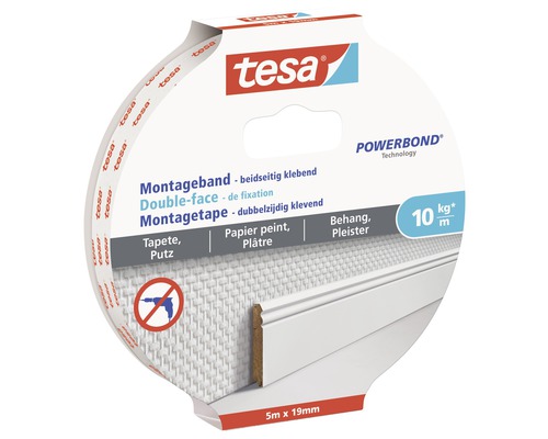 tesa® Montageband weiss für Tapete & Putz 5 m x 19 mm-0