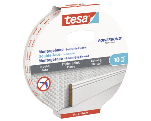 tesa® Montageband weiss für Tapete & Putz 5 m x 19 mm