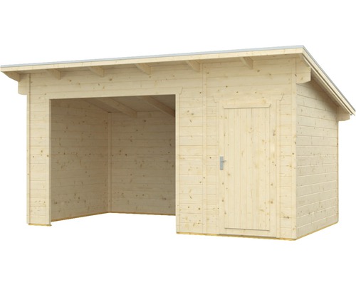 Garage en bois avec porte latérale pour outils de jardin