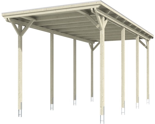 Holzcarport mit Flachdach und Stützpfosten